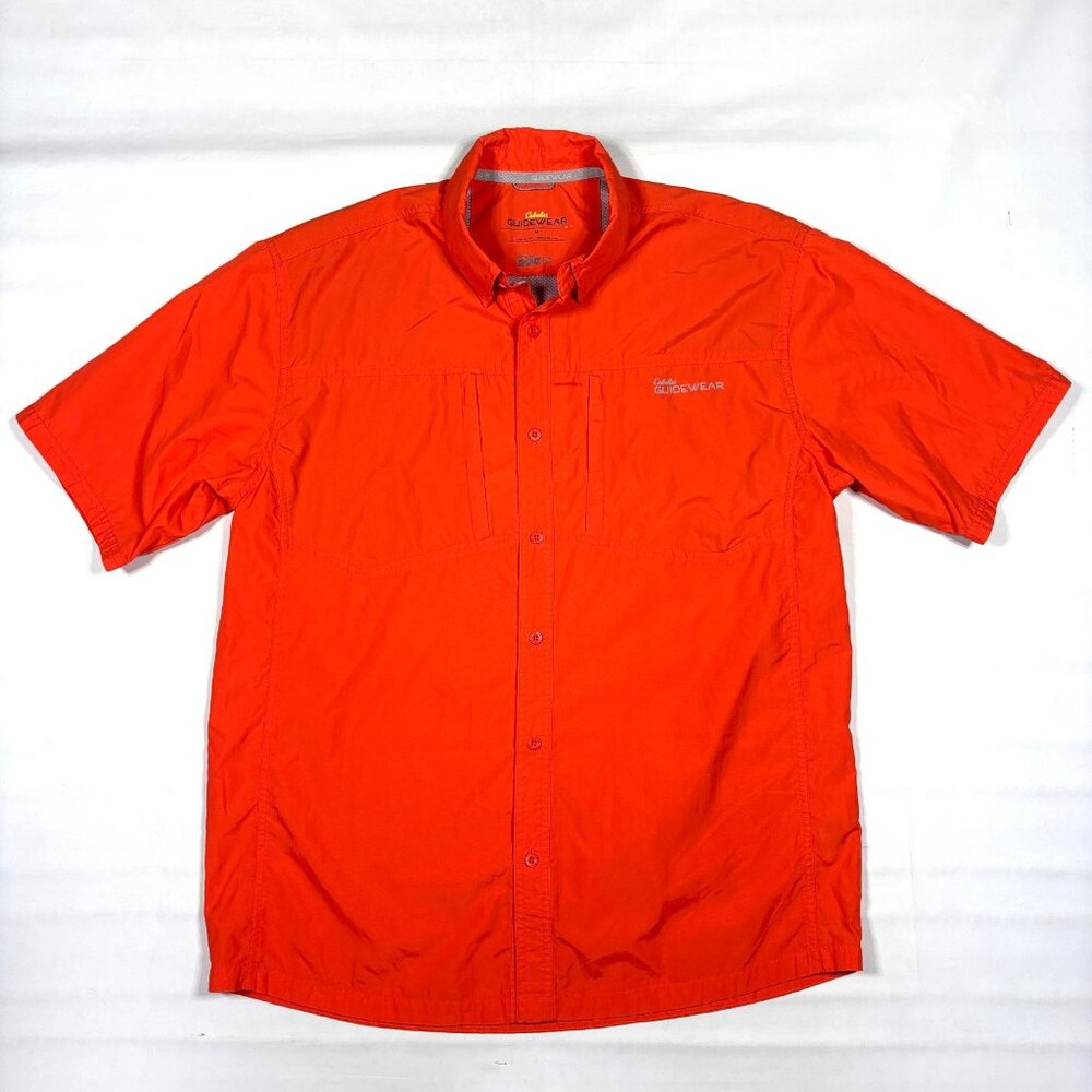 Cabelas Guidewear Mens M Orange 4Most Vented Short Sleeve Fishing Shirt Button